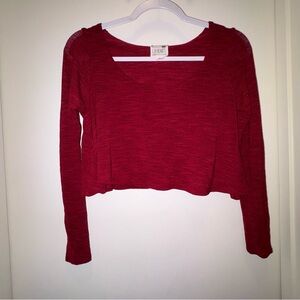 La Hearts Vibrant Red Long Sleeve Crop Top